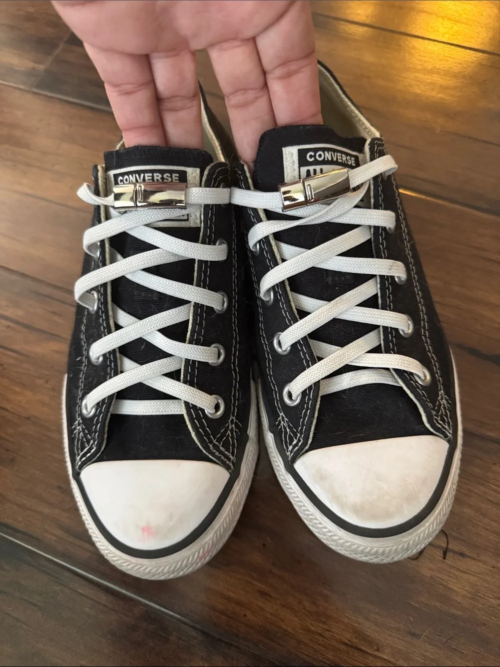 Converse Kids Black Canvas Low-Top Sneakers with White Laces
